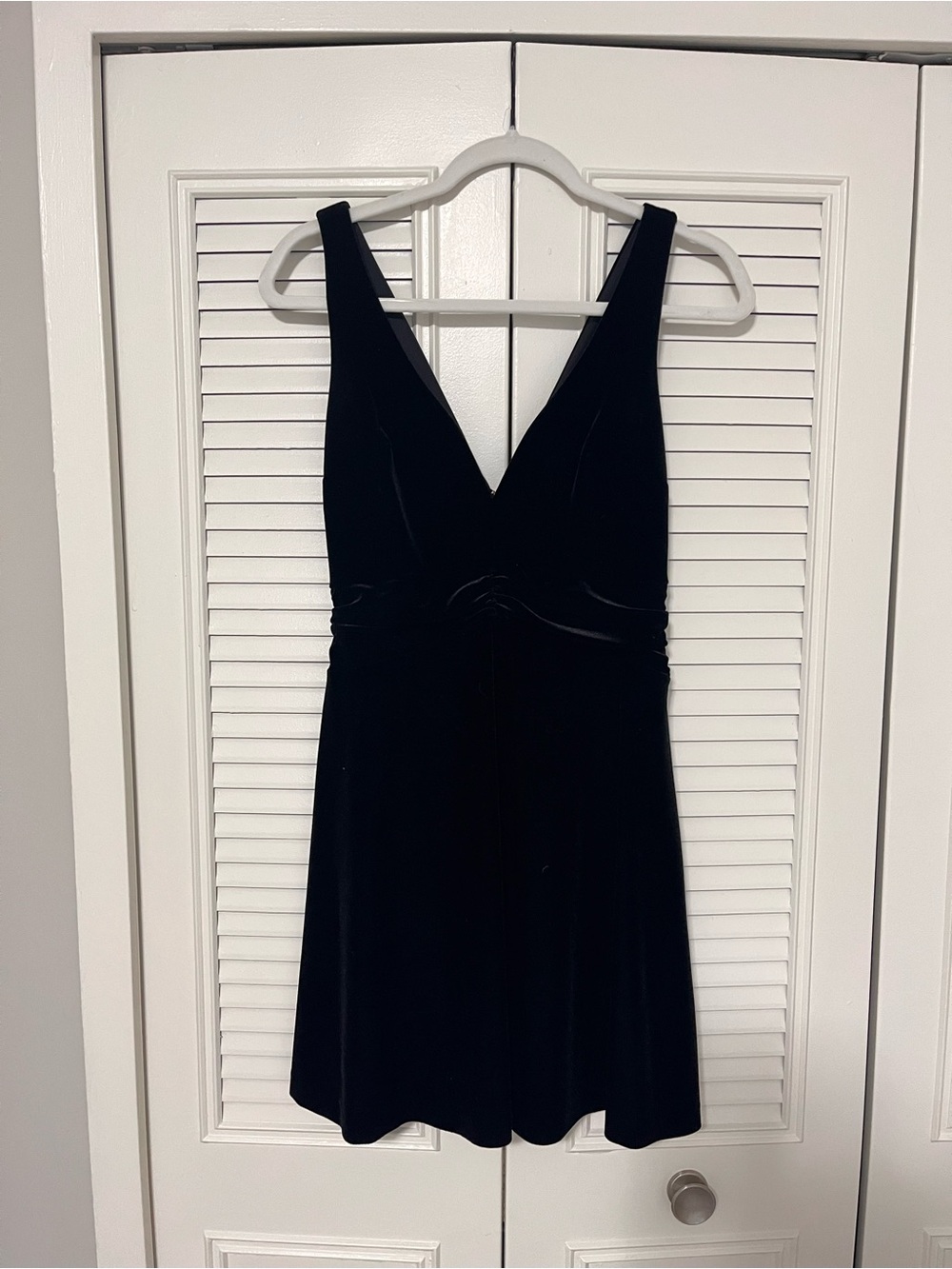 Express Black Velvet V-Neck Mini Dress